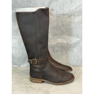 CLARKS Women's Wide Width Dark Brown Leather Camzin Branch Boots SZ 7.5W